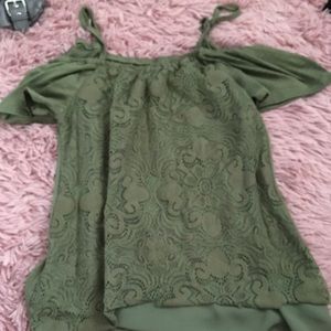 Green off the shoulder shirt
